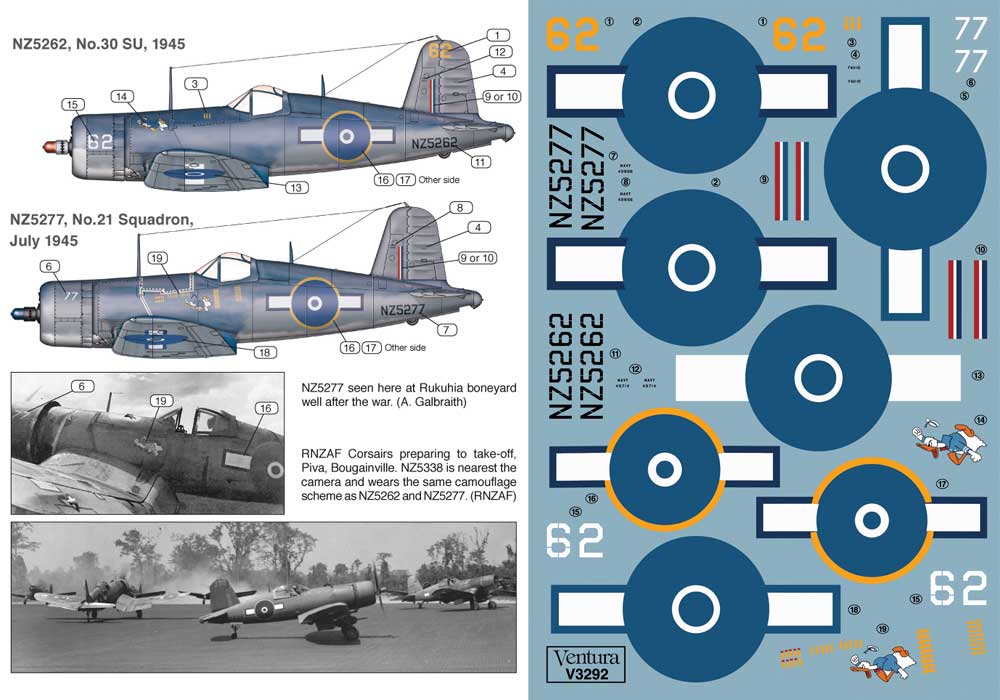 V3292: RNZAF F4U-1 Corsairs “Donald Duck” nose art.