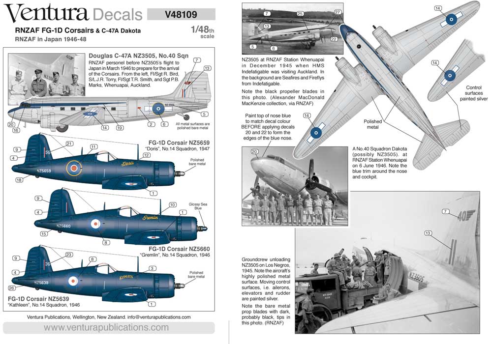 V48109: RNZAF FG-1D Corsairs & C-47 Dakota, Post war in Japan