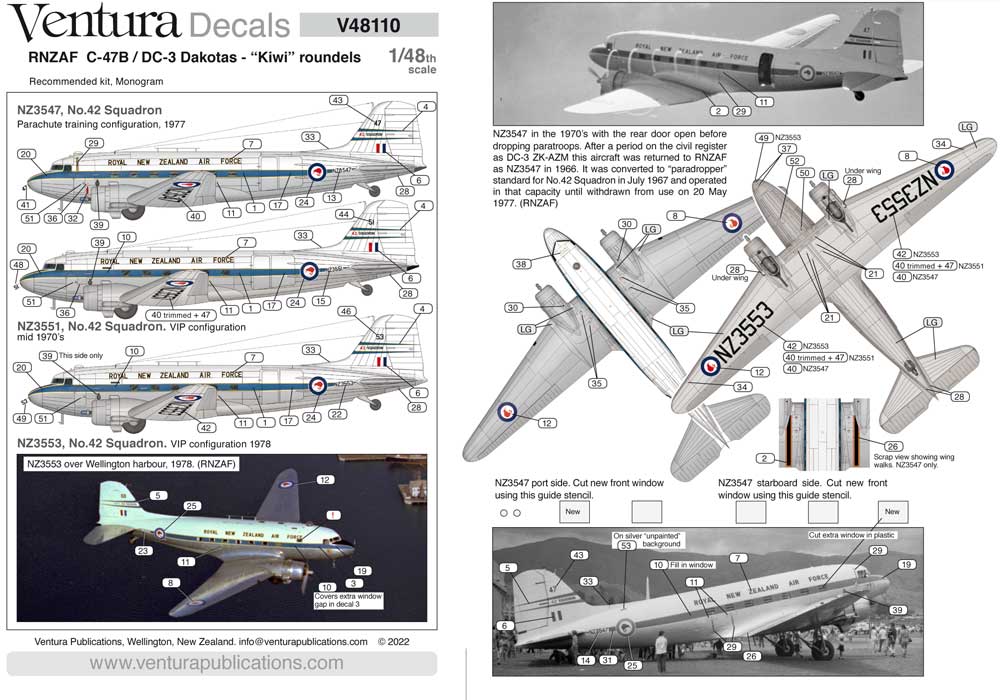 V48110: RNZAF C-47B / DC-3 Dakotas - “Kiwi” roundels