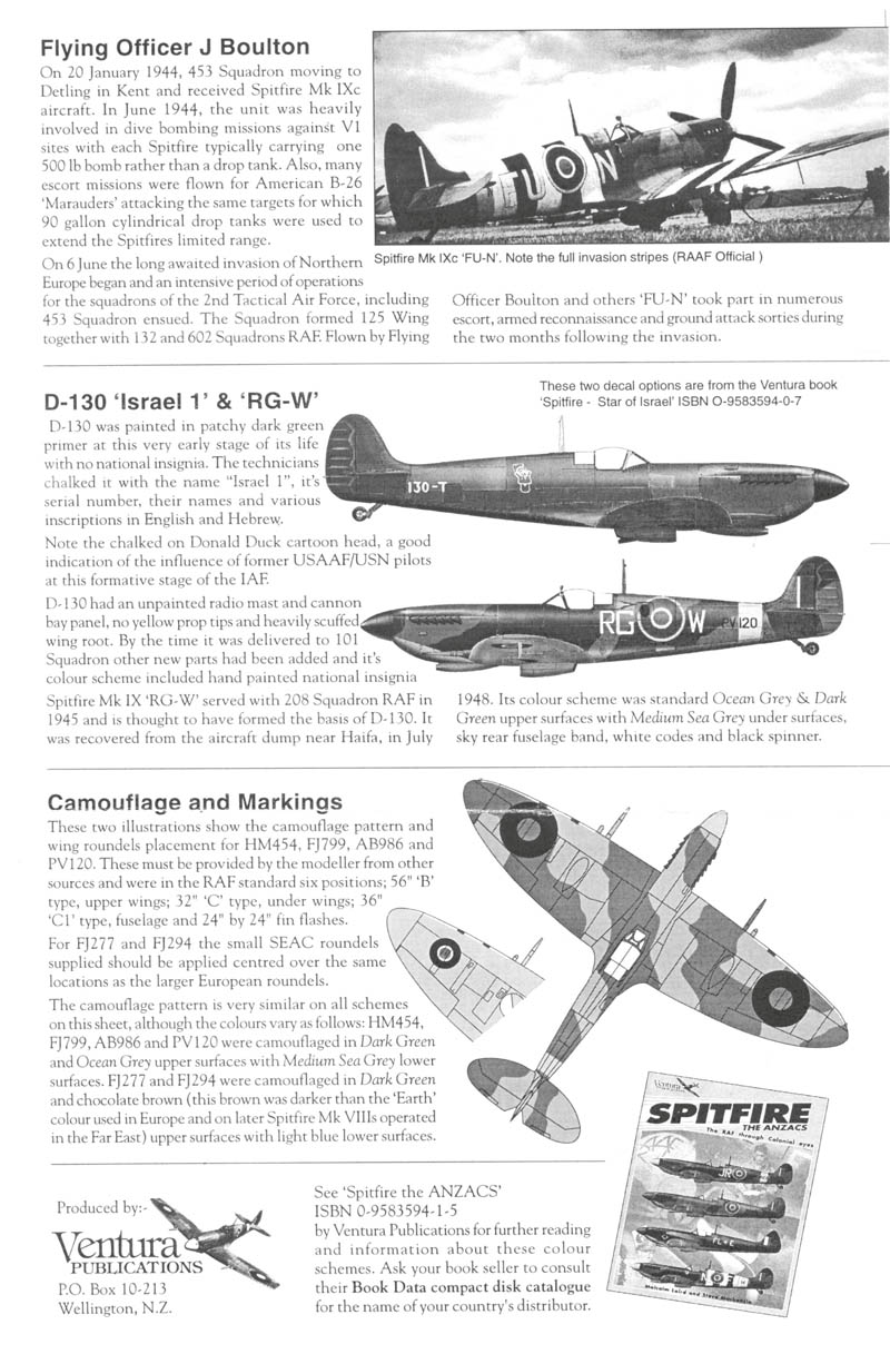 V4822: Spitfires. Australian, NZ & first Israeli Mk IX