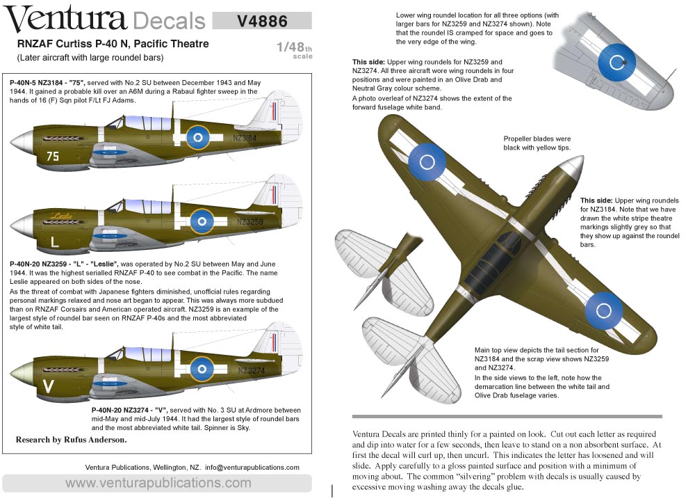 V4886: RNZAF Curtiss P-40 Ns - Large roundel bars