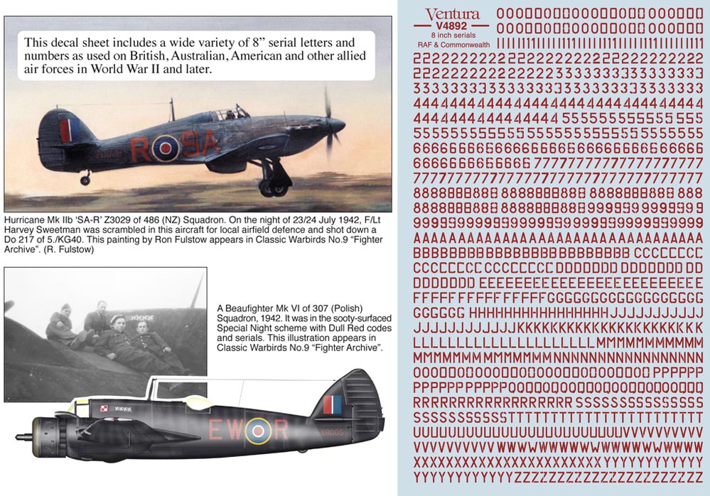 V4892: 8 inch RAF serials - DULL RED