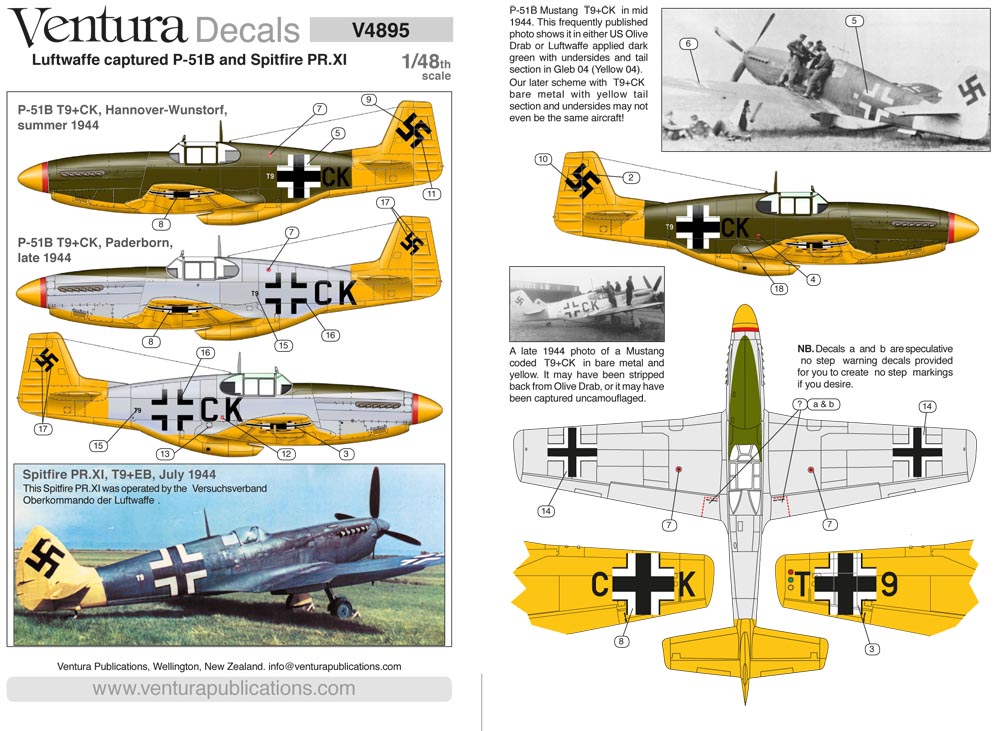 V4895: Luftwaffe captured P-51B and Spitfire PR.XI