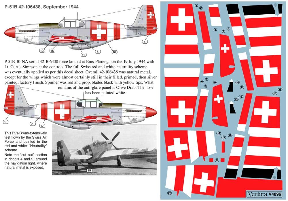 V4896: Swiss “Neutrality” marked P-51B Mustang