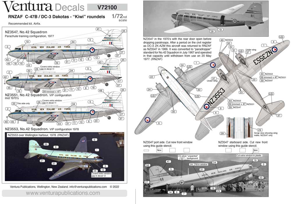 V72100: RNZAF C-47 / DC-3 Dakotas - “Kiwi” roundels