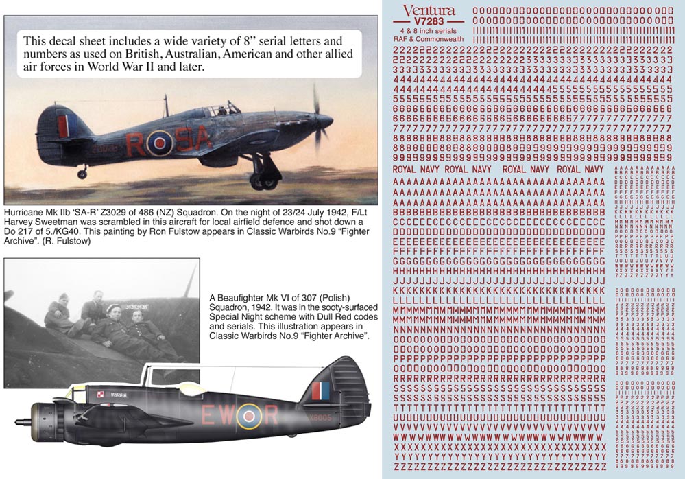 V7283: 4 and 8 inch RAF etc. serials - DULL RED