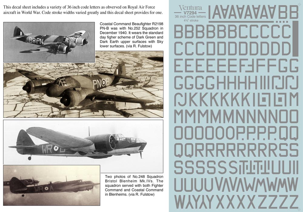 V7294: Grey 36 inch letters for RAF, RAAF, RCAF, RNZAF