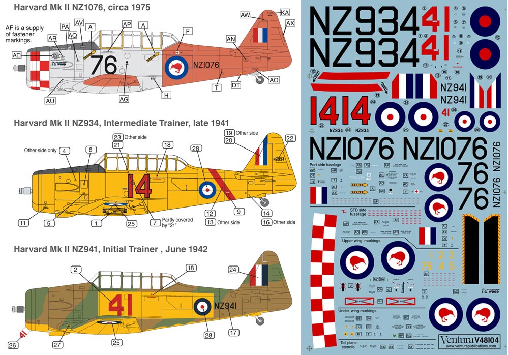 V48104: RNZAF Harvards, Kiwi Roundel and WW2 trainers