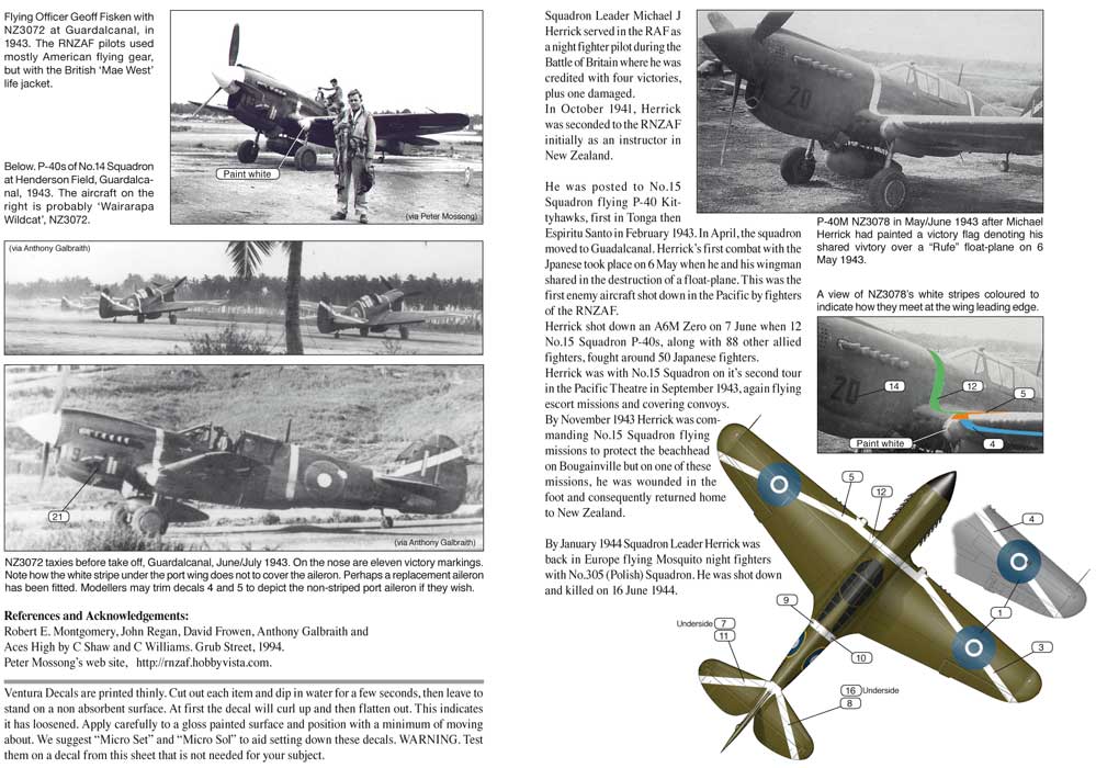 V48108: RNZAF P-40s. Wairarapa Wildcat & S/Ldr Michael Herrick